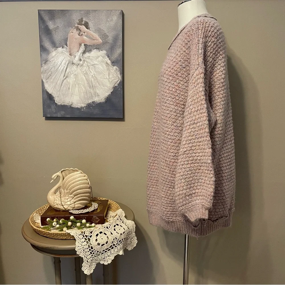 Free People Chunky Oversized Long Sweater Lavender Small